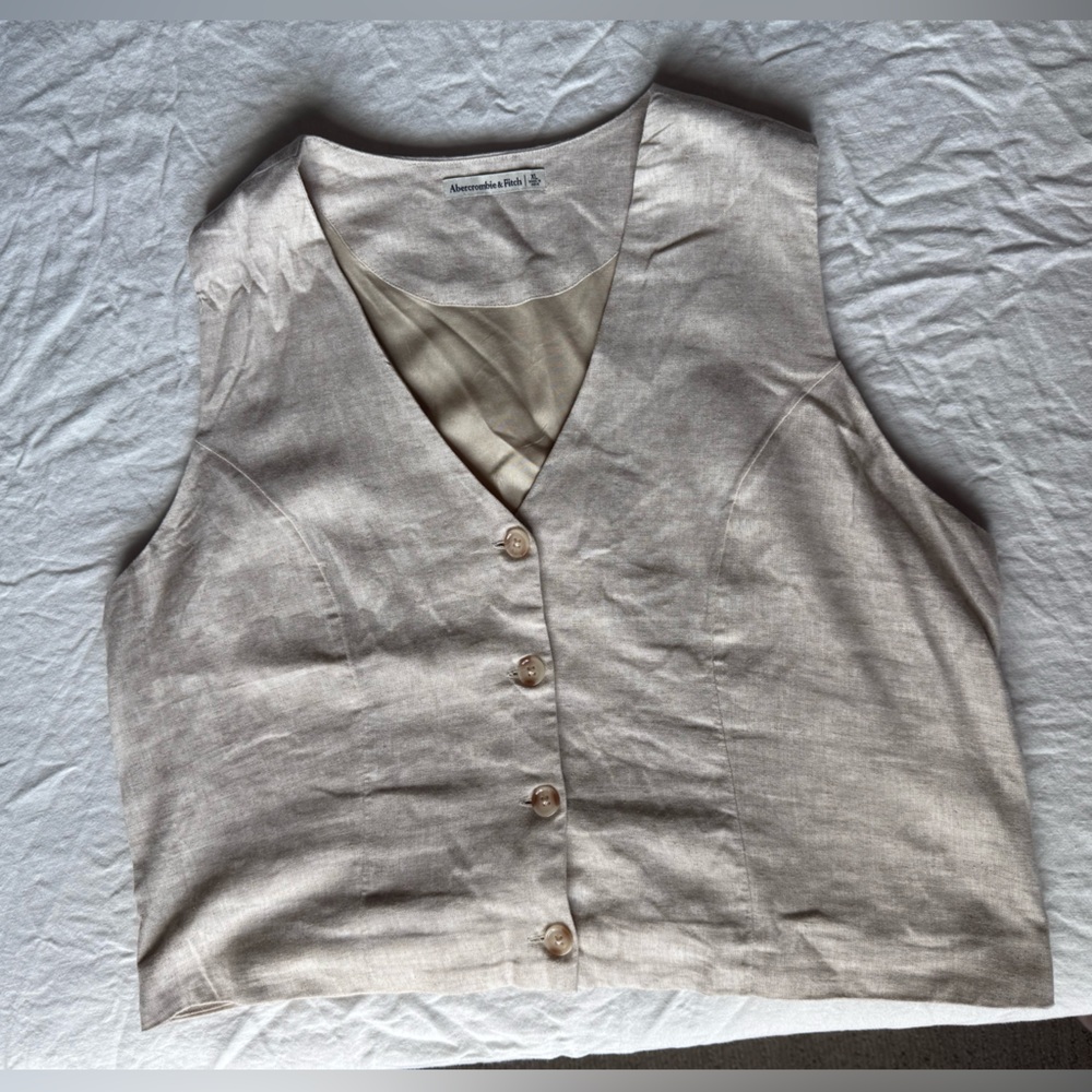 Abercrombie & Fitch Beige Linen Vest / Waistcoat
